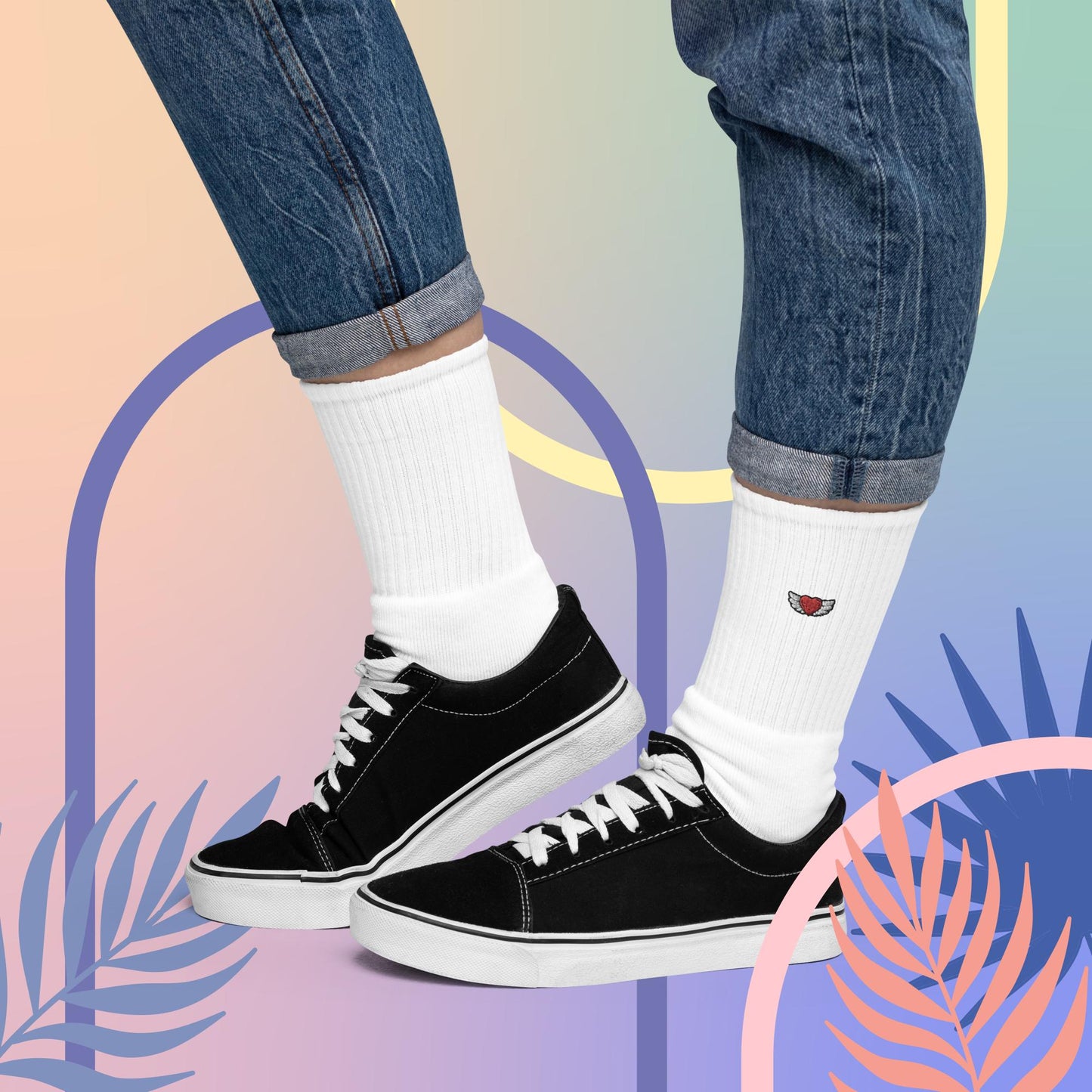 Angel Heart Embroidered Socks