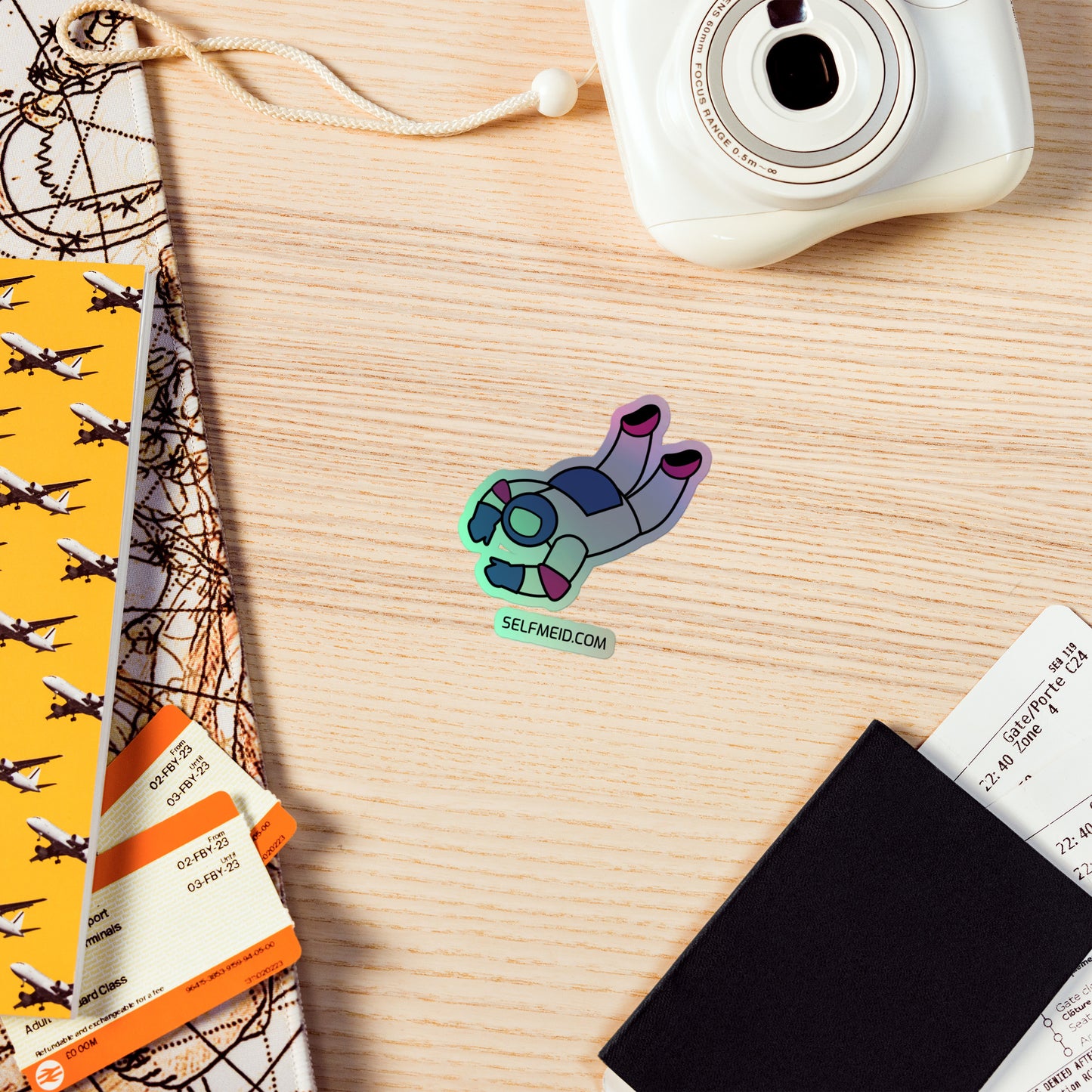 Astronaut Floating Holographic Stickers