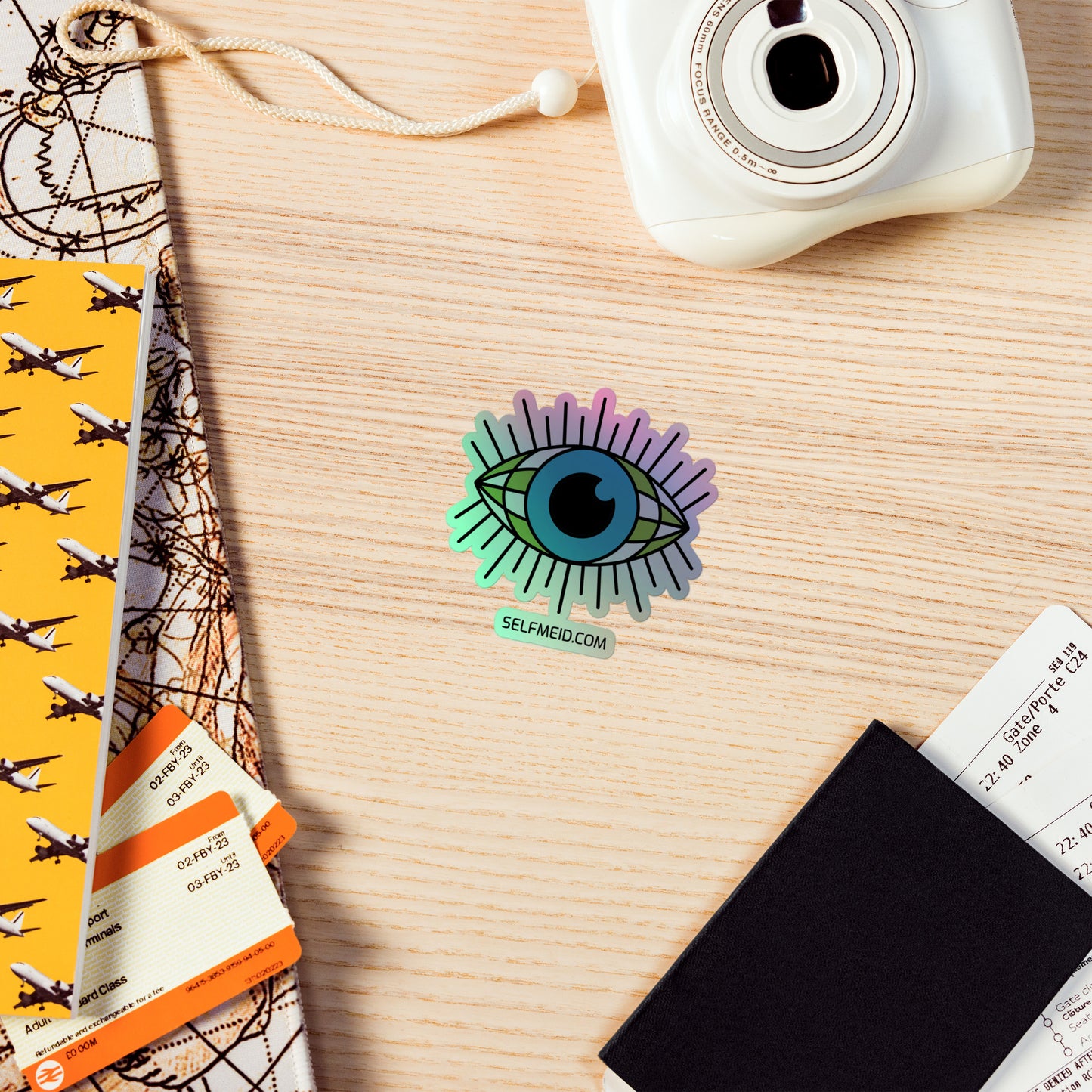 Green Checkers Eye Holographic Stickers