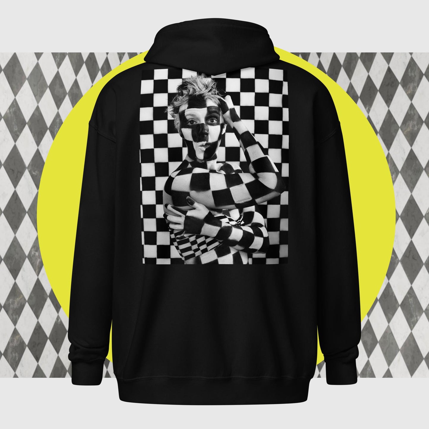 Geometric B&W Unisex Heavy Blend Zip Hoodie